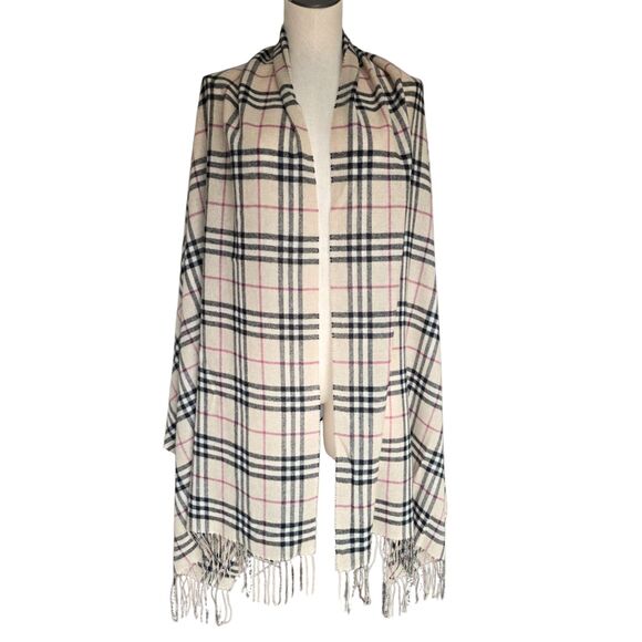 Burberry London 100% Cashmere Scarf Archive Beige Heritage Check Made in England - Picture 1 of 9